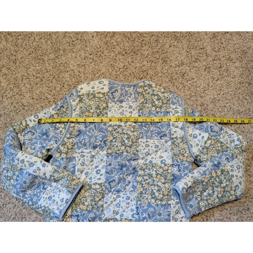 Abercrombie Kids Girls Blue Floral Patchwork Quilted Liner Jacket Coat Sz 13/14